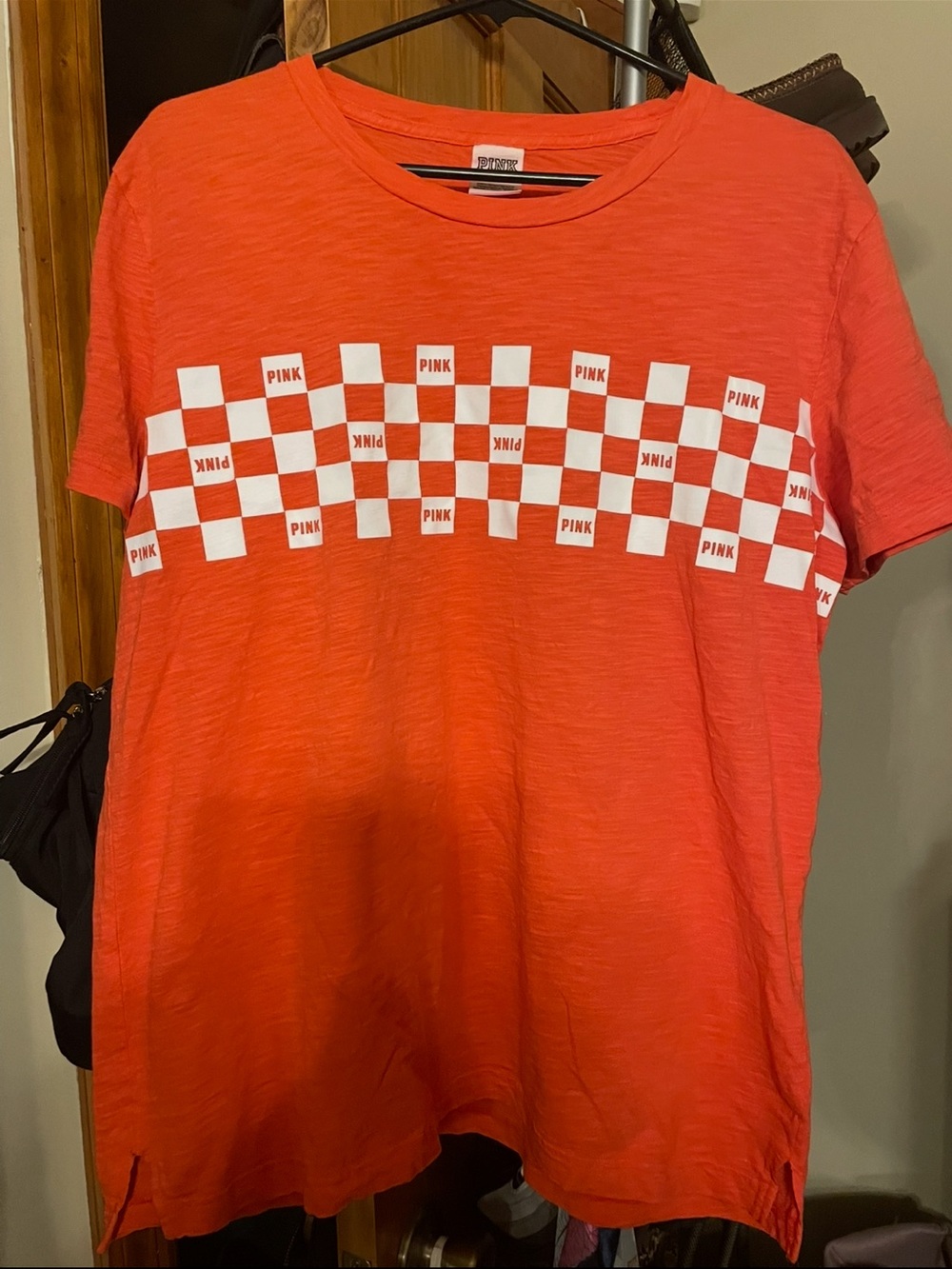 PINK Victoria's Secret Bright Orange Crewneck Tee
